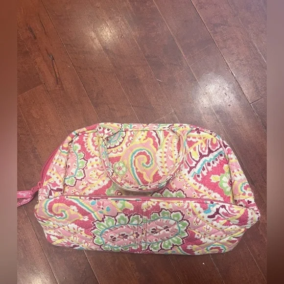 Vera Bradley Capri Melon Pattern Bowler Style Handbag Purse Pinks Greens White - Picture 2 of 5